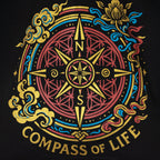 Iconic Classic Tote Bag - Compass of Life - Black 6oz