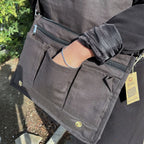 Cotton Canvas Laptop Messenger Bag - Charcoal