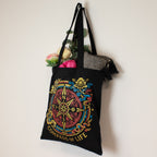 Iconic Classic Tote Bag - Compass of Life - Black 6oz
