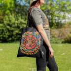 Iconic Classic Tote Bag - Compass of Life - Black 6oz