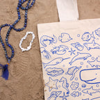 Big Cotton Shopping Bag - 38x42cm - Sea Life - 10oz