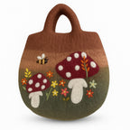 Sienipuutarha-aiheinen huopalaukku – 35 × 27 cm