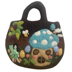 Keijupuutarha-aiheinen huopalaukku – 35 × 27 cm
