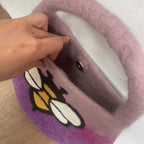 Water Felted Bee Bag - One Handle with Magnet  - Lavender Shades