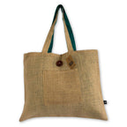 Reversible Jute & Cotton Big Bag - Teal