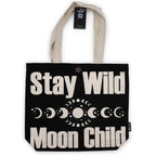 Nomad Sari Iconic Classic -kangaskassi – Stay Wild, Mood Child – musta ja luonnonvärinen, 10 oz