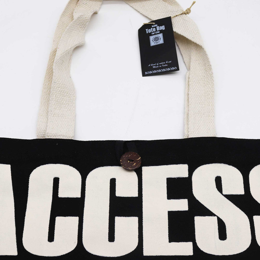 Nomad Sari Iconic Classic Tote Bag - ACCESS ALL AREAS - Black Natural 10oz
