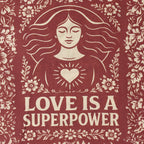 Nomad Sari Iconic Toni -kangaskassi – Love is a Super Power – luonnonvärinen, 10 oz