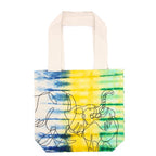 Batiikkivärjätty puuvillakassi (6 oz) – 38 × 42 × 12 cm – norsut – monivärinen – luonnonvärinen kahva