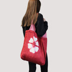 Natural Tye-Dye Cotton Bag (8oz) - 38x42x12cm - Grey Blocks - Natural Handle