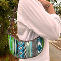 Jacquard Hobo Bag - Bold Greens (brown strap)