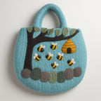Tree and Beehive Felted Bag - 35x27cm